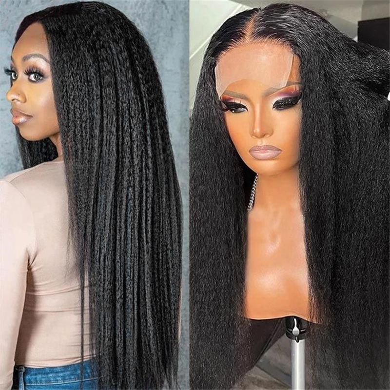 Kinky Straight 4x4 5x5 6x6 7x7 Transparent Closure Wig